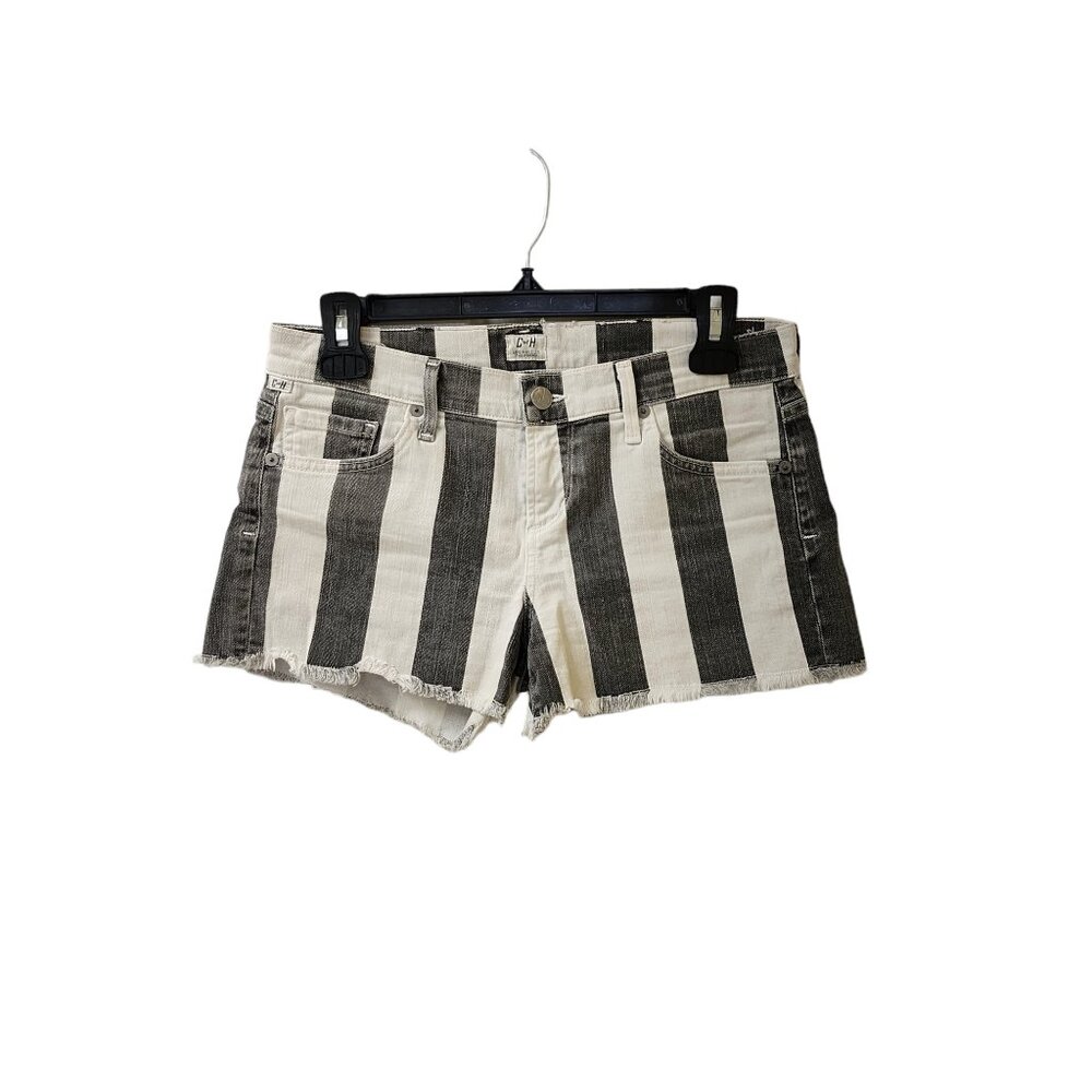Citizens Of Humanity White Black Striped Shorts Size 25 Low Rise Raw Hem